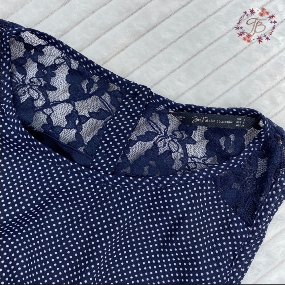Zara Trafaluc Collection Polka Dot Navy Dress - Picture 6 of 6